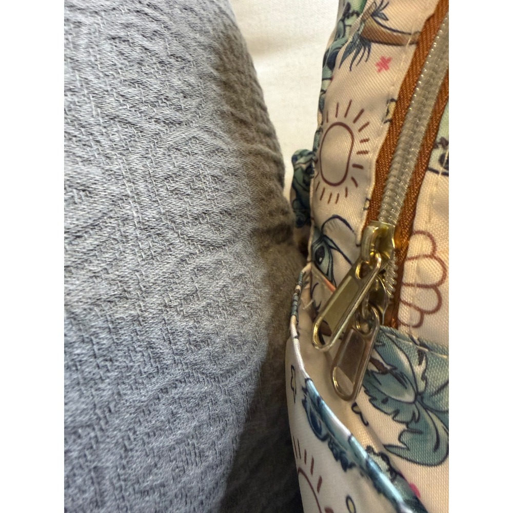 Disney Loungefly Stitch and Scrump Tropical Floral Canvas Backpack Cream Brown - Picture 6 of 14